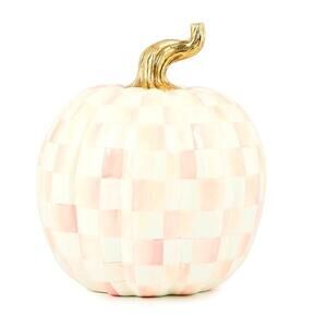 NEW Mackenzie Childs Rosy Check Large Pumpkin in Original Box